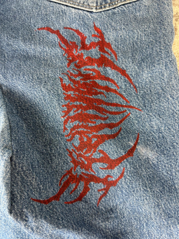 Pantalon baggy jean large skater Japanese balloon streetwear JNCO y2k vintage hip-hop 36US n•23