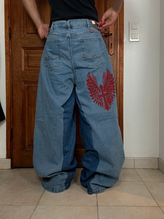 Pantalon baggy jean large skater Japanese balloon streetwear JNCO y2k vintage hip-hop 36US n•27