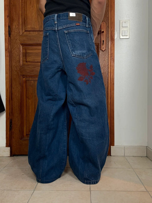 Pantalon baggy jean large skater Japanese balloon streetwear JNCO y2k vintage hip-hop 32US n•29