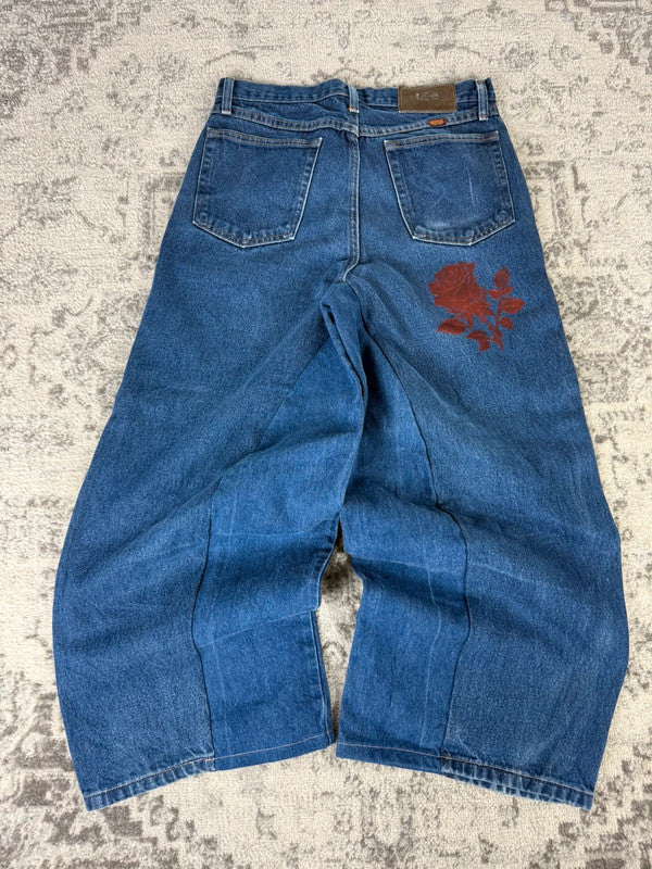 Pantalon baggy jean large skater Japanese balloon streetwear JNCO y2k vintage hip-hop 32US n•29