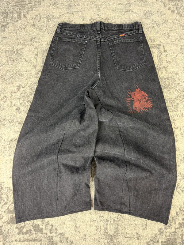 Pantalon baggy jean large skater Japanese balloon streetwear JNCO y2k vintage hip-hop 36US n•32