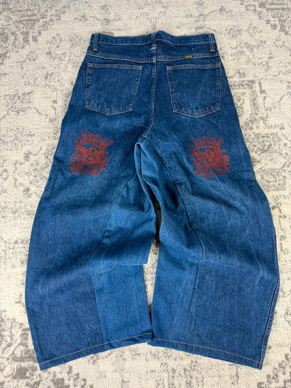 Pantalon baggy jean large skater Japanese balloon streetwear JNCO y2k vintage hip-hop 32US n•34