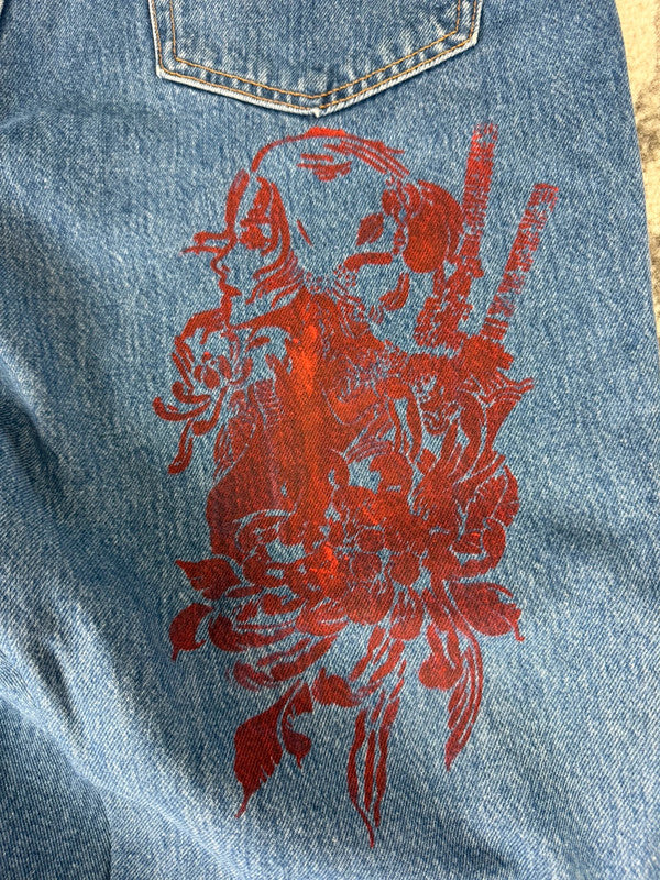 Pantalon baggy jean large skater Japanese balloon streetwear JNCO y2k vintage hip-hop M n•38