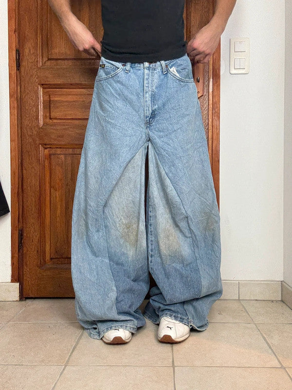 Pantalon baggy jean large skater Japanese balloon streetwear JNCO y2k vintage hip-hop XL n•40