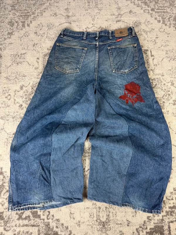 Pantalon baggy jean large skater Japanese balloon streetwear JNCO y2k vintage hip-hop 36US n•41