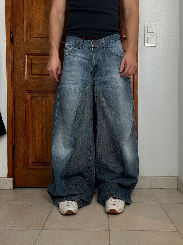Pantalon baggy jean large skater Japanese balloon streetwear JNCO y2k vintage hip-hop L n•42