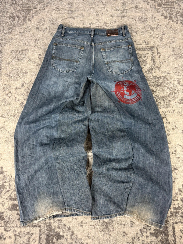Pantalon baggy jean large skater Japanese balloon streetwear JNCO y2k vintage hip-hop L n•42