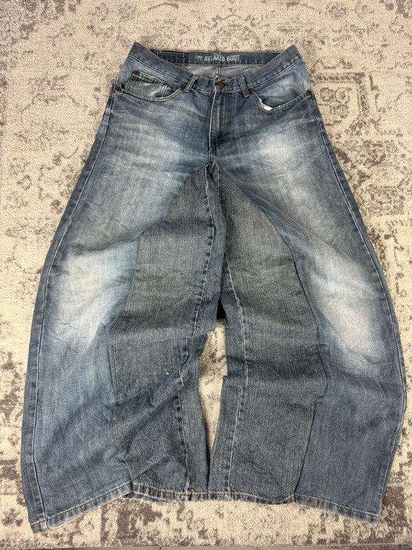 Pantalon baggy jean large skater Japanese balloon streetwear JNCO y2k vintage hip-hop L n•42