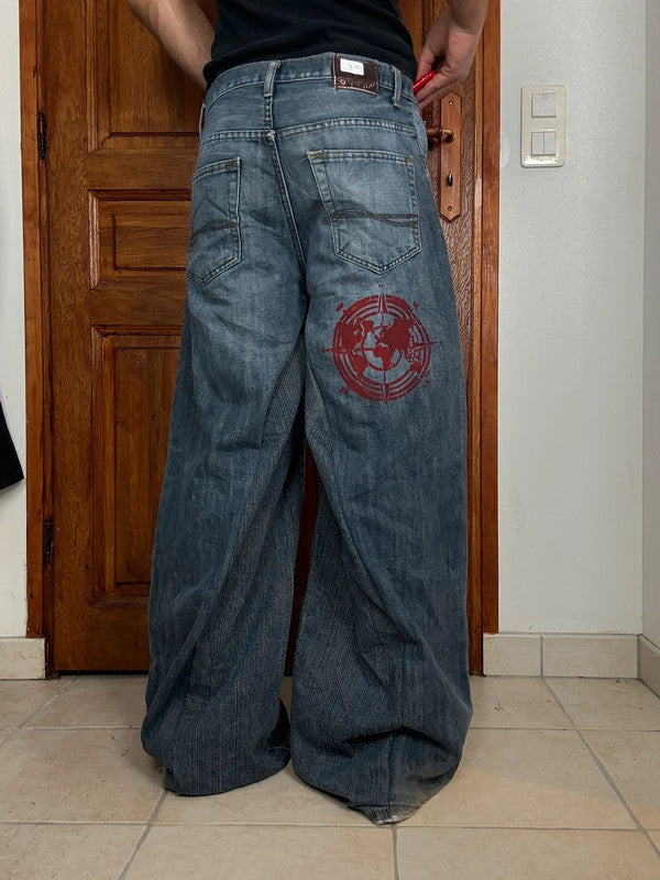 Pantalon baggy jean large skater Japanese balloon streetwear JNCO y2k vintage hip-hop L n•42