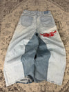 Pantalon baggy jean large skater Japanese balloon streetwear JNCO y2k vintage hip-hop 34US n•43