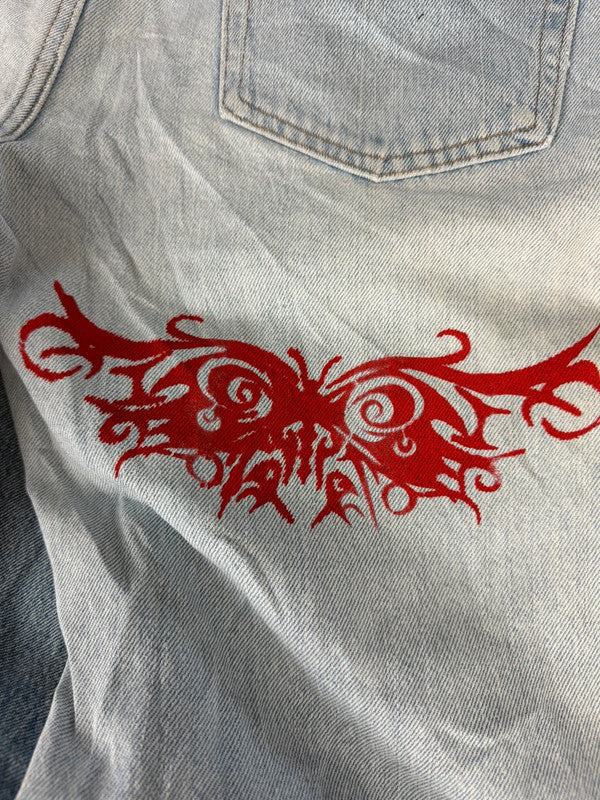 Pantalon baggy jean large skater Japanese balloon streetwear JNCO y2k vintage hip-hop 34US n•43