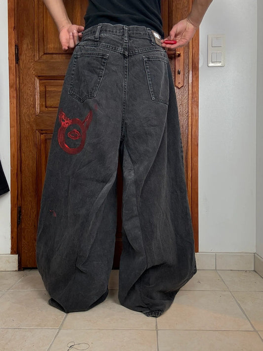 Pantalon baggy jean large skater Japanese balloon streetwear JNCO y2k vintage hip-hop 36US n•44
