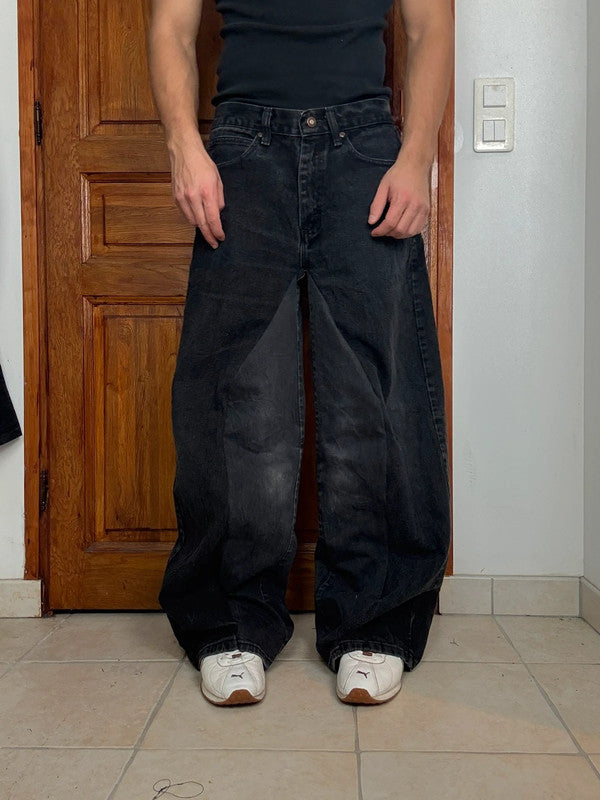 Pantalon baggy jean large skater Japanese balloon streetwear JNCO y2k vintage hip-hop L n•45