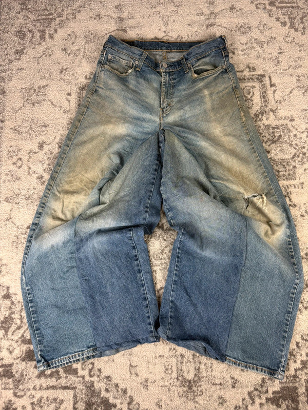 Pantalon baggy jean large skater Japanese balloon streetwear JNCO y2k vintage hip-hop L n•46