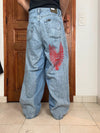 Pantalon baggy jean large skater Japanese balloon streetwear JNCO y2k vintage hip-hop 32US n•47