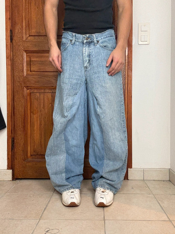 Pantalon baggy jean large skater Japanese balloon streetwear JNCO y2k vintage hip-hop 32US n•47