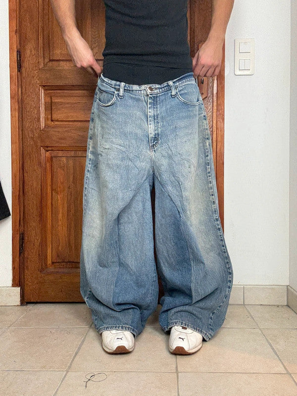 Pantalon baggy jean large skater Japanese balloon streetwear JNCO y2k vintage hip-hop 38US n•48