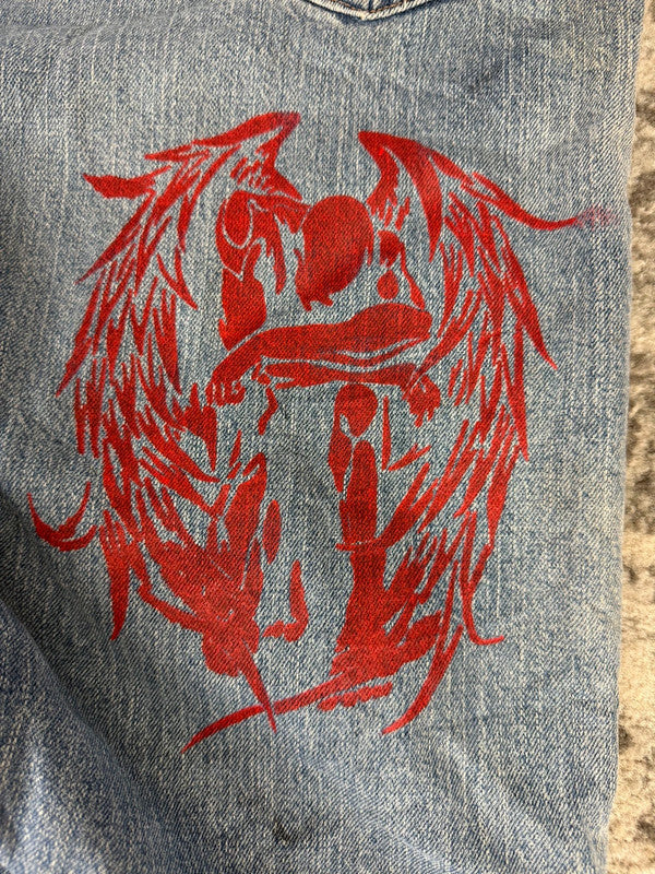 Pantalon baggy jean large skater Japanese balloon streetwear JNCO y2k vintage hip-hop 38US n•48