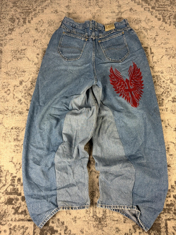 Pantalon baggy jean large skater Japanese balloon streetwear JNCO y2k vintage hip-hop XL n•50