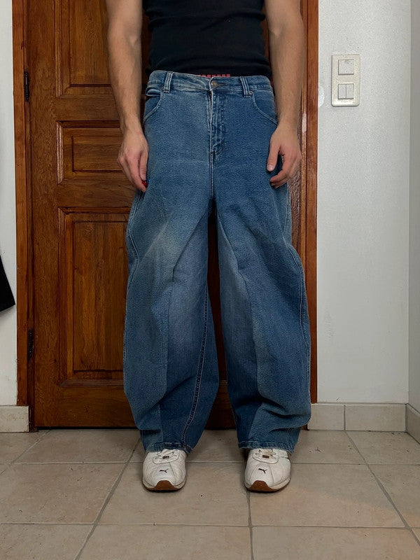 Pantalon baggy jean large skater Japanese balloon streetwear JNCO y2k vintage hip-hop XS n•51