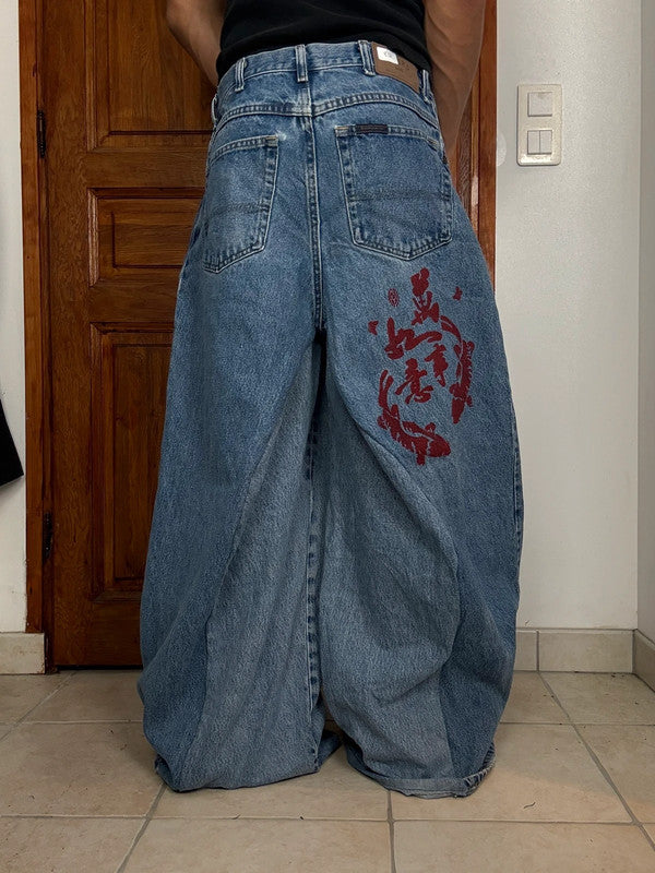 Pantalon baggy jean large skater Japanese balloon streetwear JNCO y2k vintage hip-hop 36US n•53