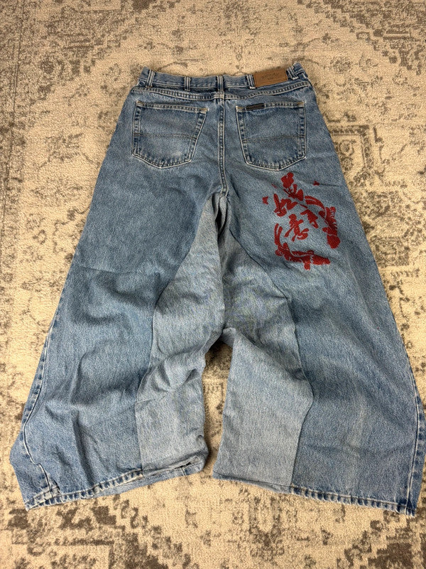Pantalon baggy jean large skater Japanese balloon streetwear JNCO y2k vintage hip-hop 36US n•53