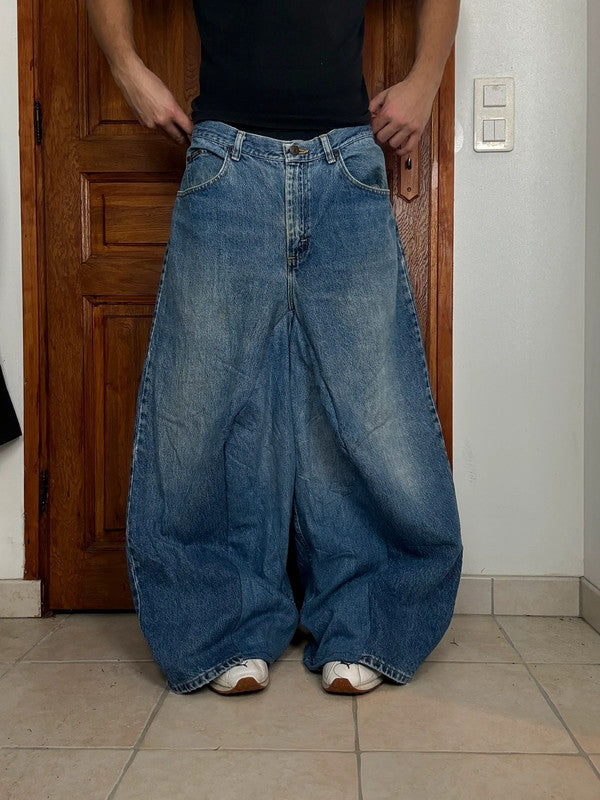 Pantalon baggy jean large skater Japanese balloon streetwear JNCO y2k vintage hip-hop 36US n•54