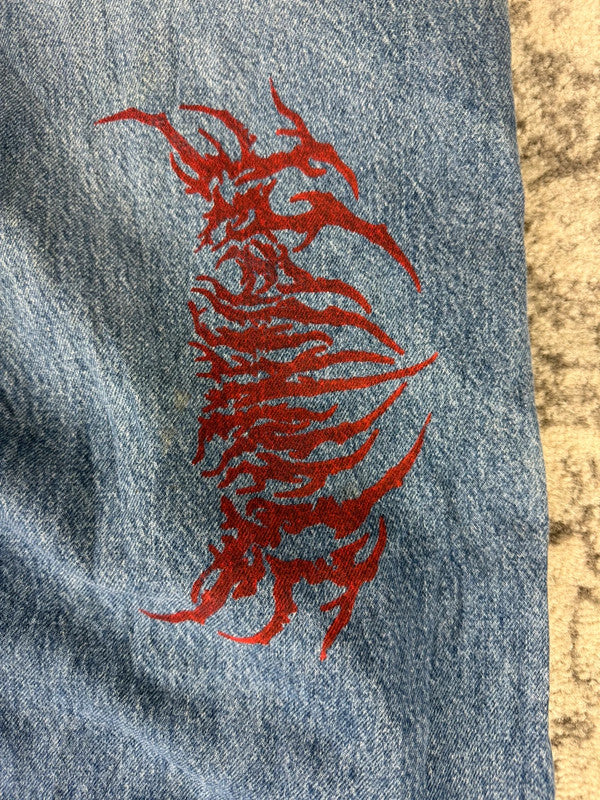 Pantalon baggy jean large skater Japanese balloon streetwear JNCO y2k vintage hip-hop 36US n•54