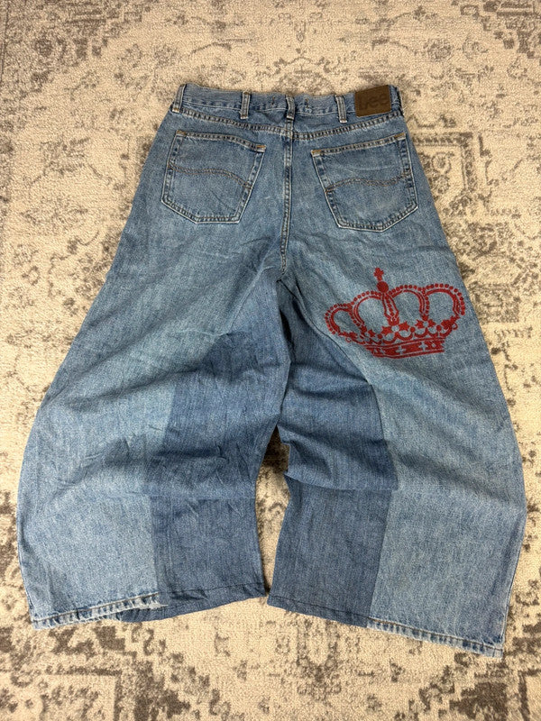 Pantalon baggy jean large skater Japanese balloon streetwear JNCO y2k vintage hip-hop M n•56