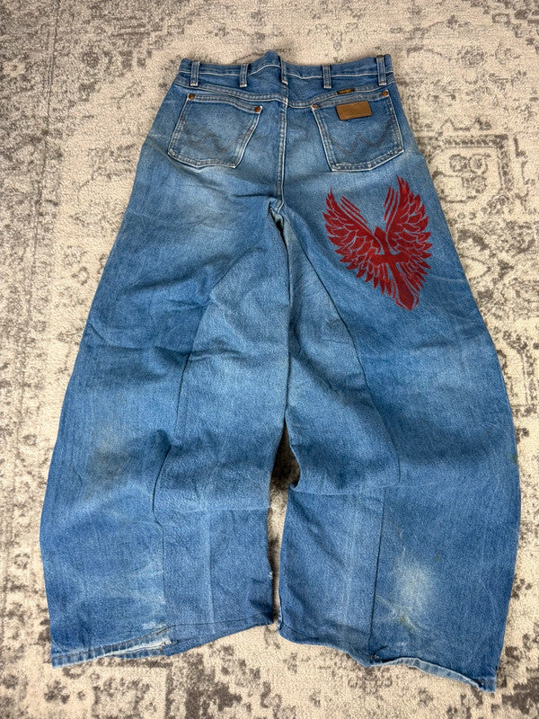 Pantalon baggy jean large skater Japanese balloon streetwear JNCO y2k vintage hip-hop 33US n•57