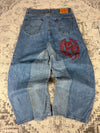 Pantalon baggy jean large skater Japanese balloon streetwear JNCO y2k vintage hip-hop 36US n•58