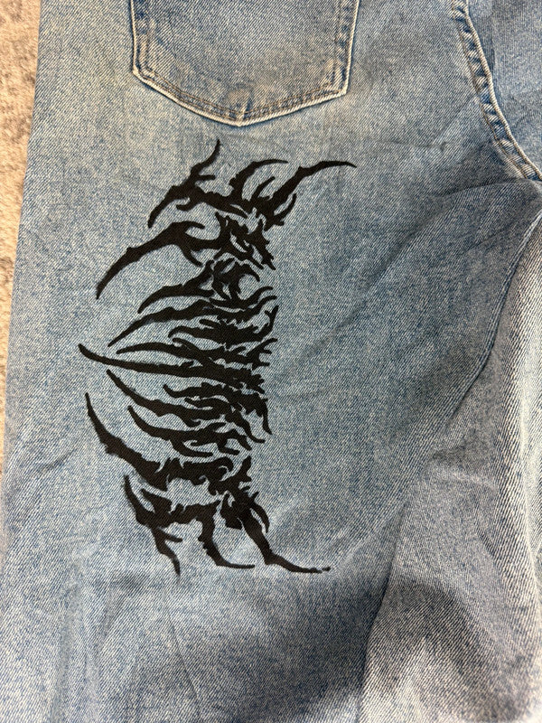 Pantalon baggy jean large skater Japanese balloon streetwear JNCO y2k vintage hip-hop 34US n•68