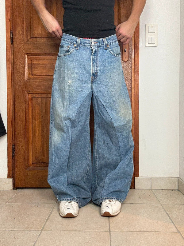 Pantalon baggy jean large skater Japanese balloon streetwear JNCO y2k vintage hip-hop 34US n•70