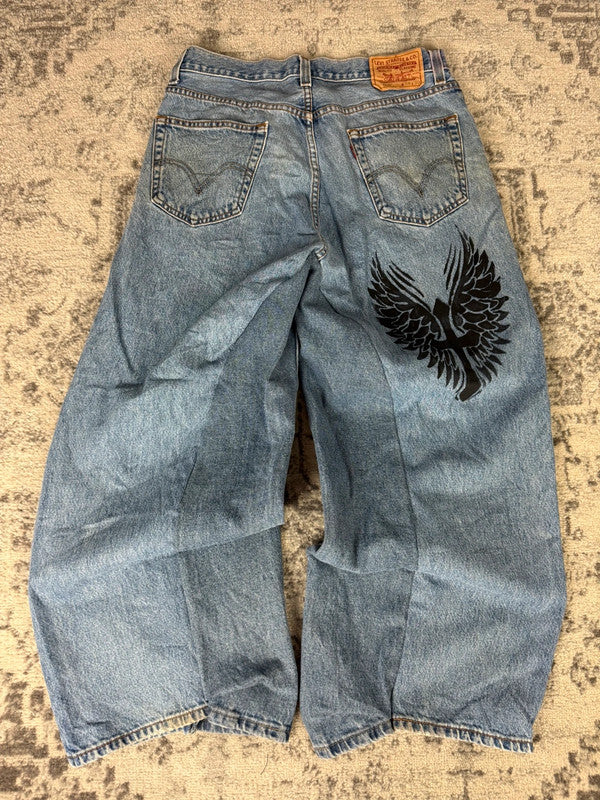 Pantalon baggy jean large skater Japanese balloon streetwear JNCO y2k vintage hip-hop 34US n•70