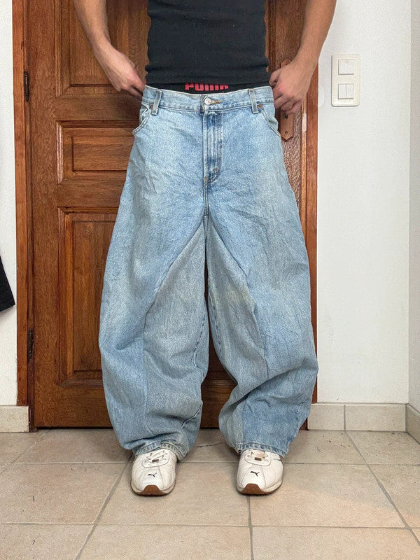 Pantalon baggy jean large skater Japanese balloon streetwear JNCO y2k vintage hip-hop M n•71