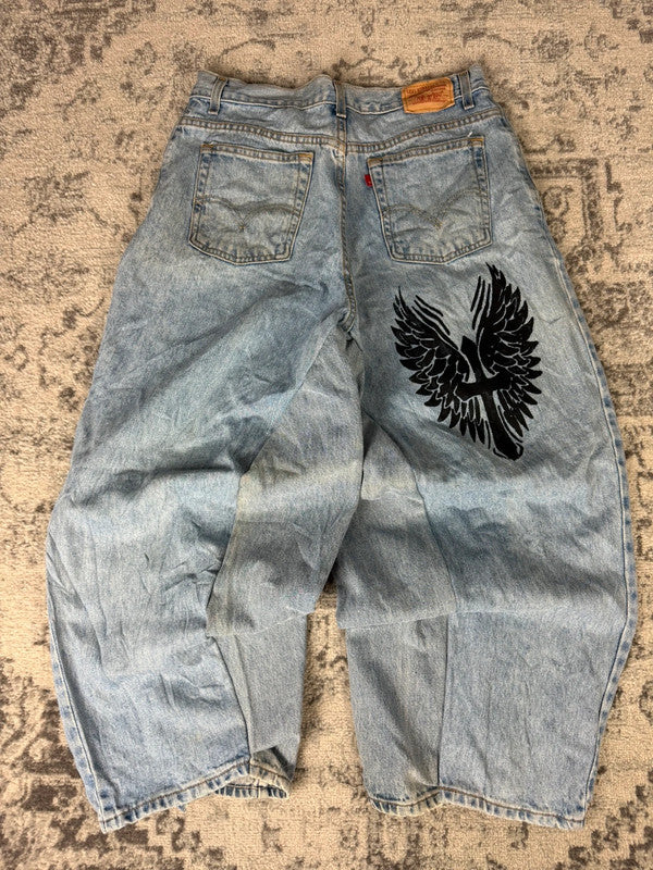 Pantalon baggy jean large skater Japanese balloon streetwear JNCO y2k vintage hip-hop M n•71