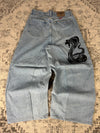 Pantalon baggy jean large skater Japanese balloon streetwear JNCO y2k vintage hip-hop 33US n•72