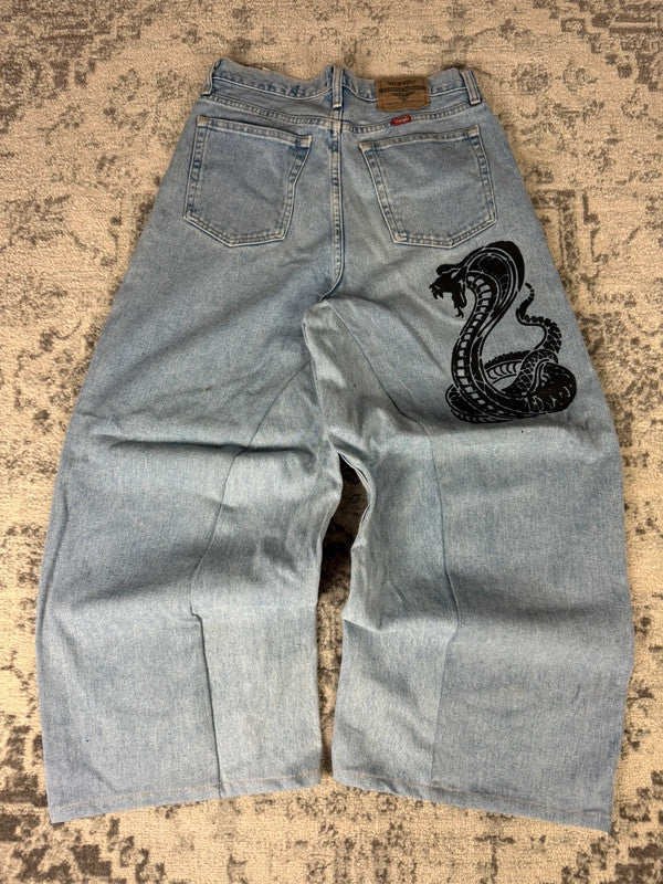 Pantalon baggy jean large skater Japanese balloon streetwear JNCO y2k vintage hip-hop 33US n•72