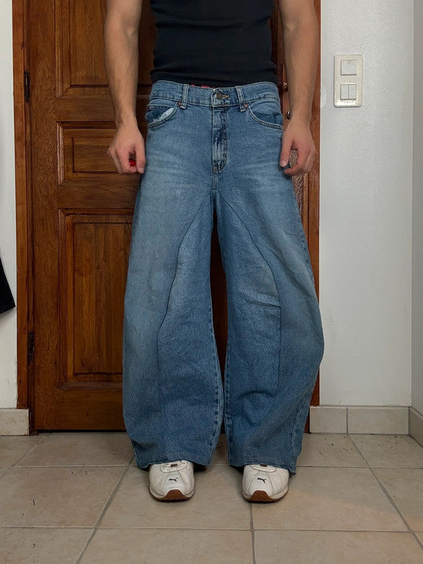 Pantalon baggy jean large skater Japanese balloon streetwear JNCO y2k vintage hip-hop 30US n•74