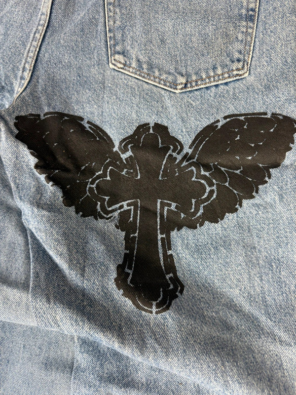 Pantalon baggy jean large skater Japanese balloon streetwear JNCO y2k vintage hip-hop 34US n•75