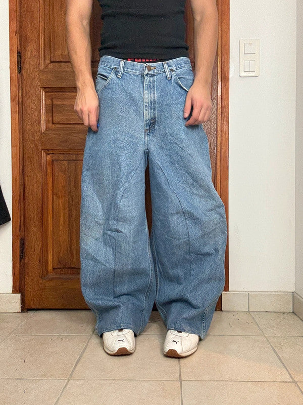 Pantalon baggy jean large skater Japanese balloon streetwear JNCO y2k vintage hip-hop 34US n•75