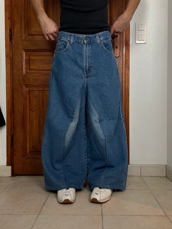 Pantalon baggy jean large skater Japanese balloon streetwear JNCO y2k vintage hip-hop M n•38
