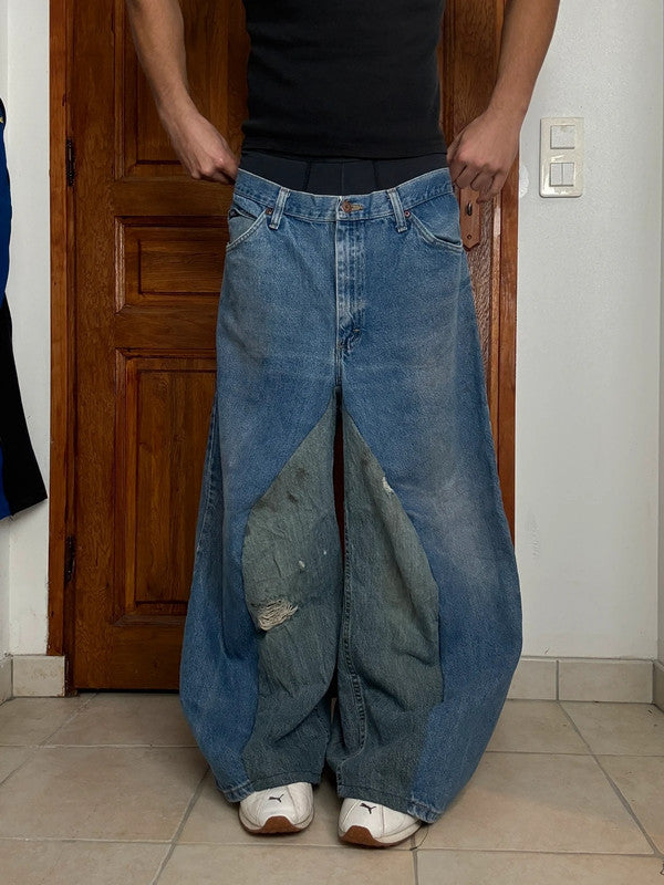 Pantalon baggy jean large skater Japanese balloon streetwear JNCO y2k vintage hip-hop L n•119