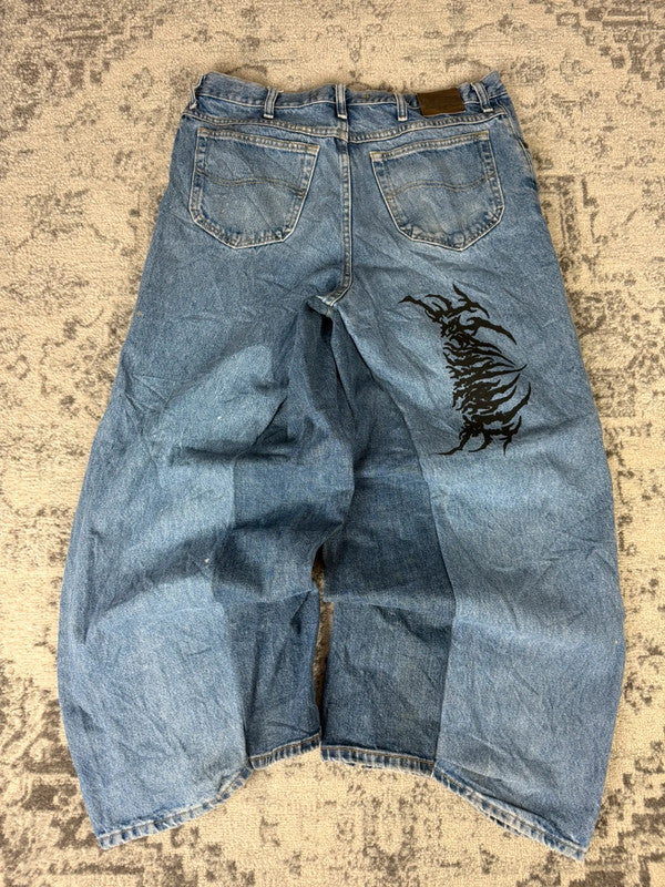 Pantalon baggy jean large skater Japanese balloon streetwear JNCO y2k vintage hip-hop 38US n•78