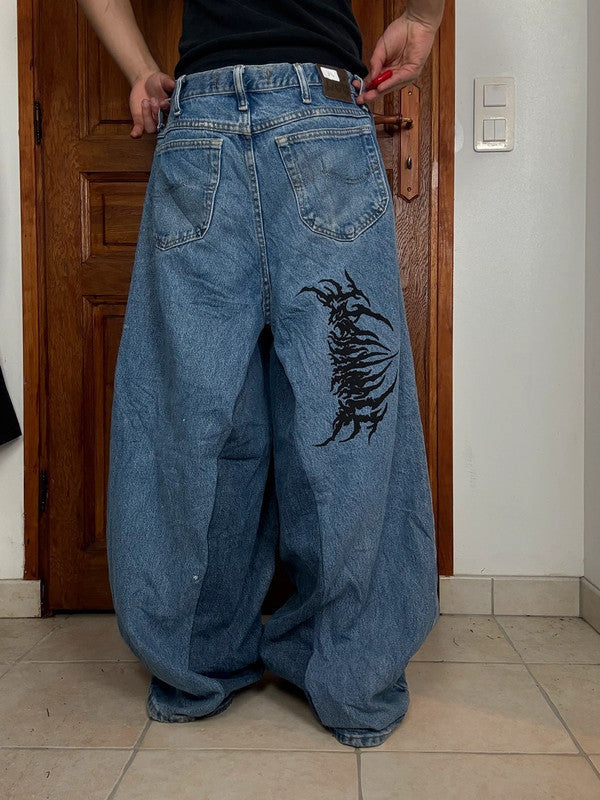 Pantalon baggy jean large skater Japanese balloon streetwear JNCO y2k vintage hip-hop 38US n•78