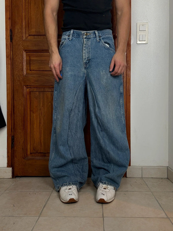 Pantalon baggy jean large skater Japanese balloon streetwear JNCO y2k vintage hip-hop 32US n•80