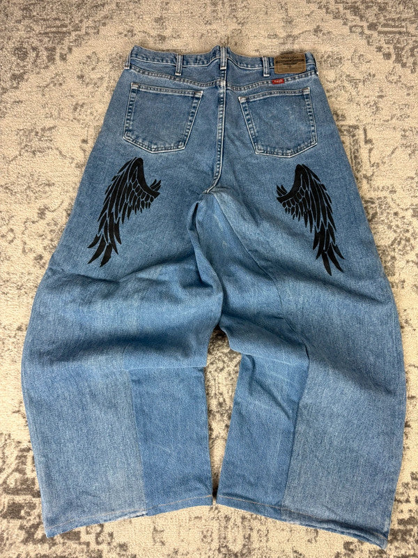 Pantalon baggy jean large skater Japanese balloon streetwear JNCO y2k vintage hip-hop 36US n•81