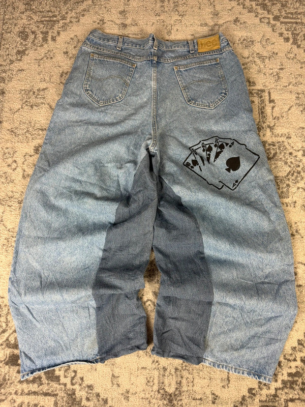 Pantalon baggy jean large skater Japanese balloon streetwear JNCO y2k vintage hip-hop 42US n•82