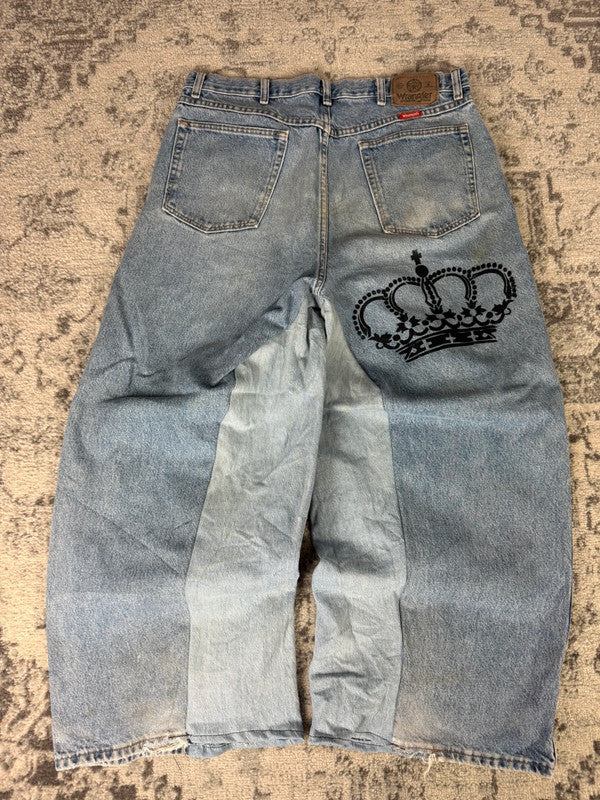 Pantalon baggy jean large skater Japanese balloon streetwear JNCO y2k vintage hip-hop L n•83