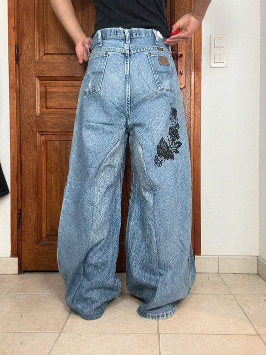 Pantalon baggy jean large skater Japanese balloon streetwear JNCO y2k vintage hip-hop 34US n•84